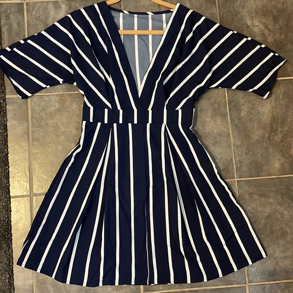 Navy blue striped nautical sun dress!! Size small. Never worn!! - Picture 2 of 2